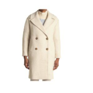 Reiss Scarletta Relaxed Textured Wool Blend Coat Jacket Women’s 10 Oatmeal EUC